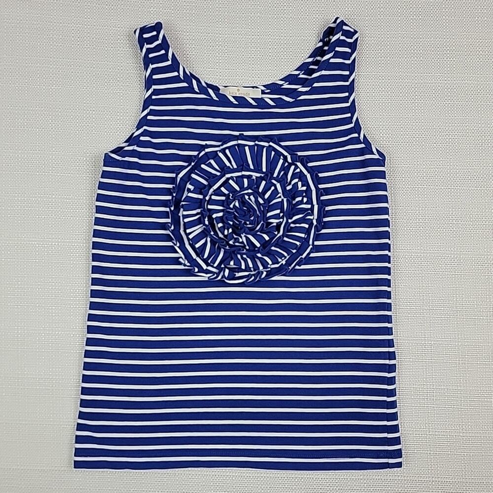 Kate Spade Girl's Alessa Rosette Tank Navy White Stripes Small